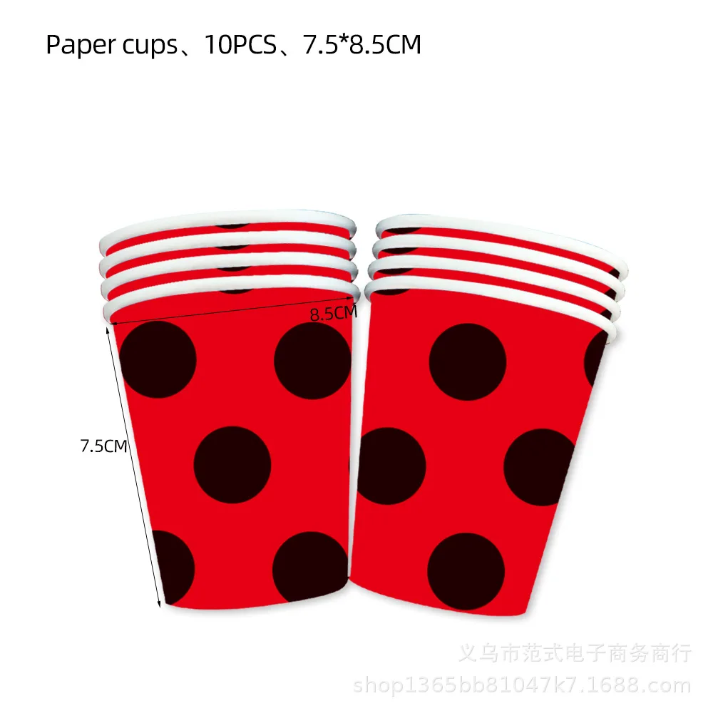 Ladybug Red Theme Tablecloth Balloon Cups Plates Happy Birthday Party Napkins Flags Decoration Banner