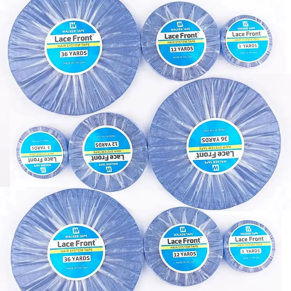 1 لفة 3 ياردة/12 ياردة/36 ياردة شريط أزرق فائق الشعر شريط لاصق على الوجهين لتطويل الشعر/شعر مستعار دانتيل/شعر مستعار