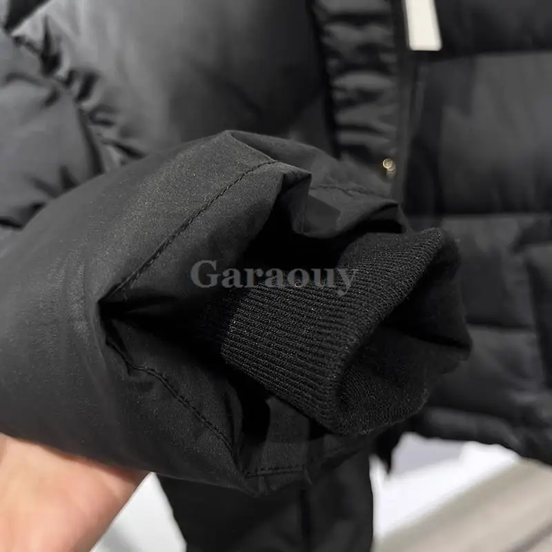 Garaouy 2024 Winter Women Simple Stand Collar Hooded Zipper Pocket Cotton Jacket Female Thickened Warm Black Parka Coats Outwear