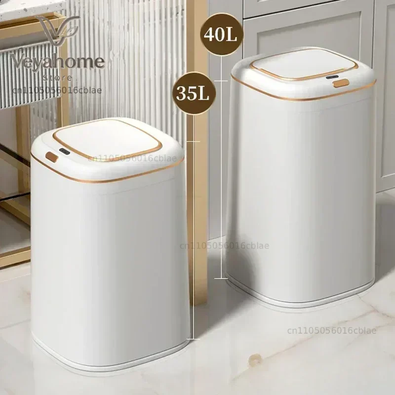 Cubo de Basura Inteligente de 40L, Gran Capacidad, Sensor Automático, Contenedor de Residuos para Cocina y Baño, Cubo de Basura Eléctrico sin Contacto