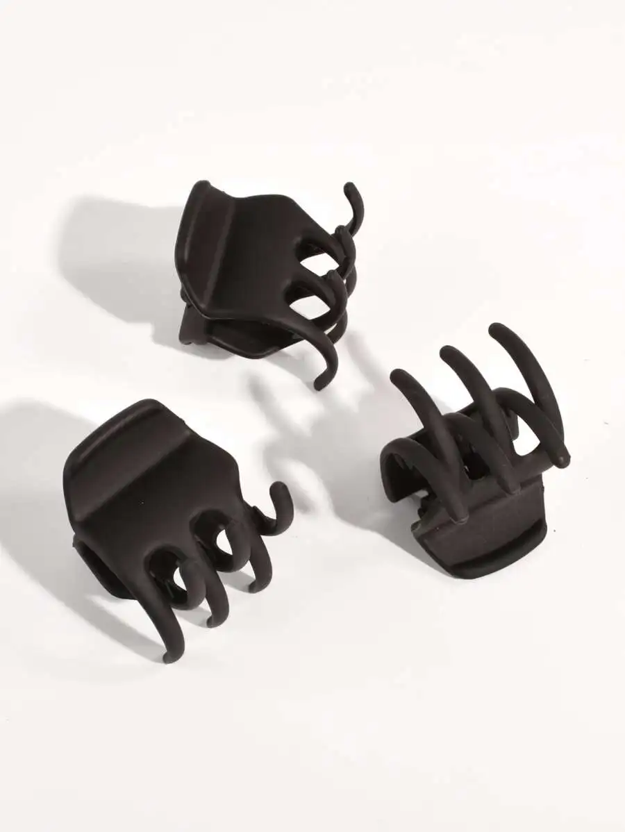 

3pcs Minimalist Black Hair Claw Clips For Women Casual Hair Accessories