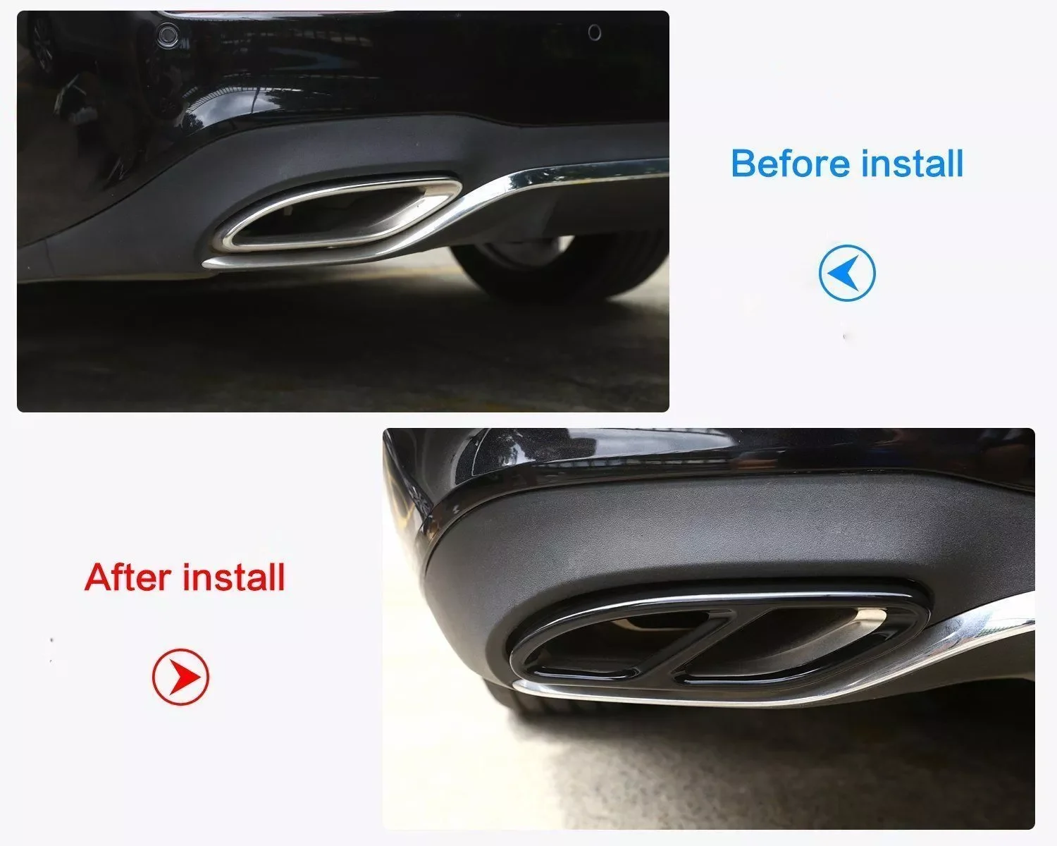 

2Pc Car Exhaust Pipe Tip Cover For Mercedes Benz A B C E Class CLA GLC GLE GLS Black Exhaust Pipe Decorative Cover Car Accessory