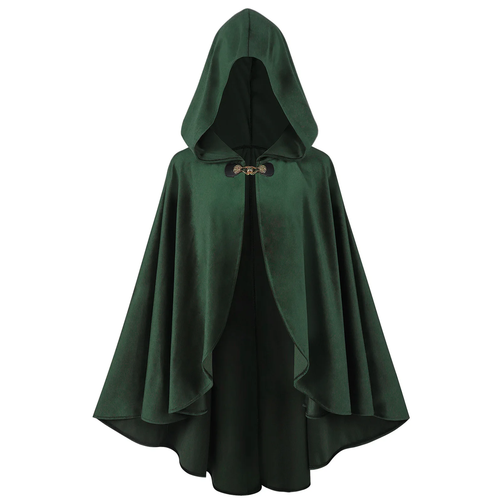 Medieval Gothic Style Hooded Robe Coat Halloween Devil Dark Death Velvet Cloak Short Sleeve Four Seasons Satin Fabric Men's Set