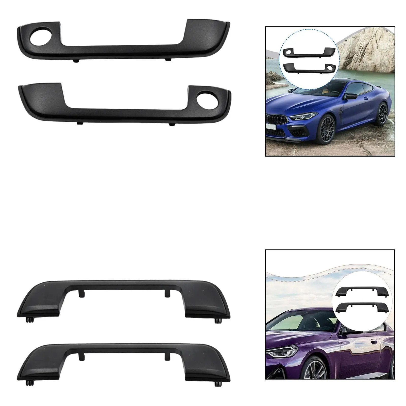 

2 шт. накладки на дверные ручки 51218122441, черные, для BMW E34, прочные, прямая замена, простая установка