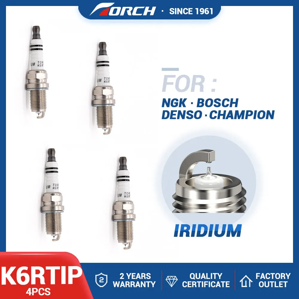 4PCS Iridium Candle TORCH K6RTIP Replace for 7700500155 FR78X PFR6B BKR6E Denso IK20 IK20TT TORCH 7026 LFB479Q3707800A FR6KI332S