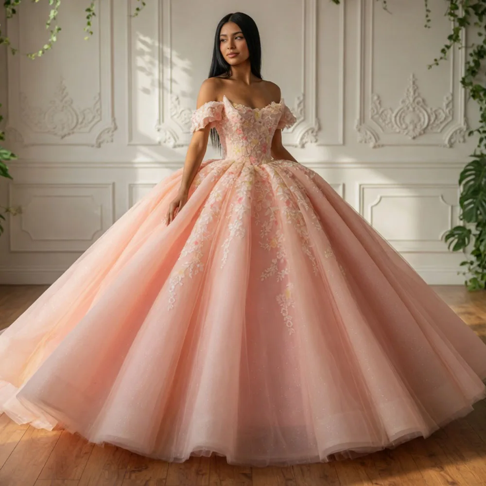 

Pink Orange Sweetheart Off Shoulder Quinceanera Dress Lace Up Back Beaded Embroidery Customizable Fit For Special Occasions
