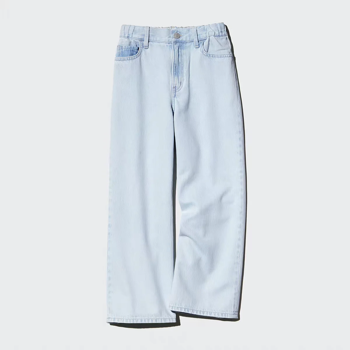 Calças Jeans Retas Soltas para Meninos, Calças Casuais de Perna Larga, Ajuste Confortável, Roupa Infantil com Cintura Natural e Fechamento com Zíper