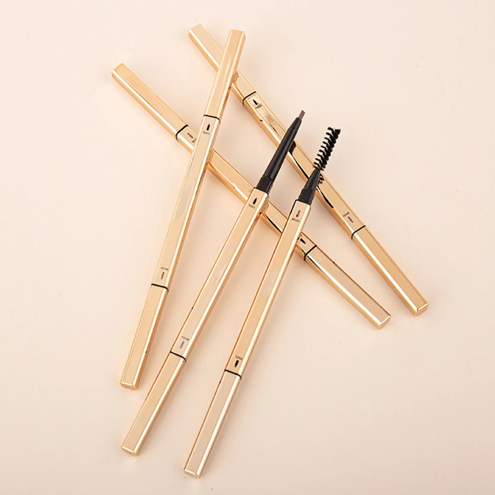 5 szt. Małe złote kredki do brwi w kształcie pręcika, dwustronne pisaki do brwi, odporne na pot, narzędzia do makijażu brwi, naturalny kształt, do codziennego użytku.