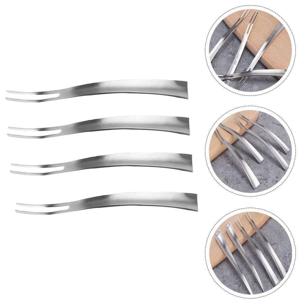 

4Pcs Stainless Steel Fruit Forks Tines for Pastry Cake Dessert Salad Snacks Elegant Tableware for Home Bar Restaurant
