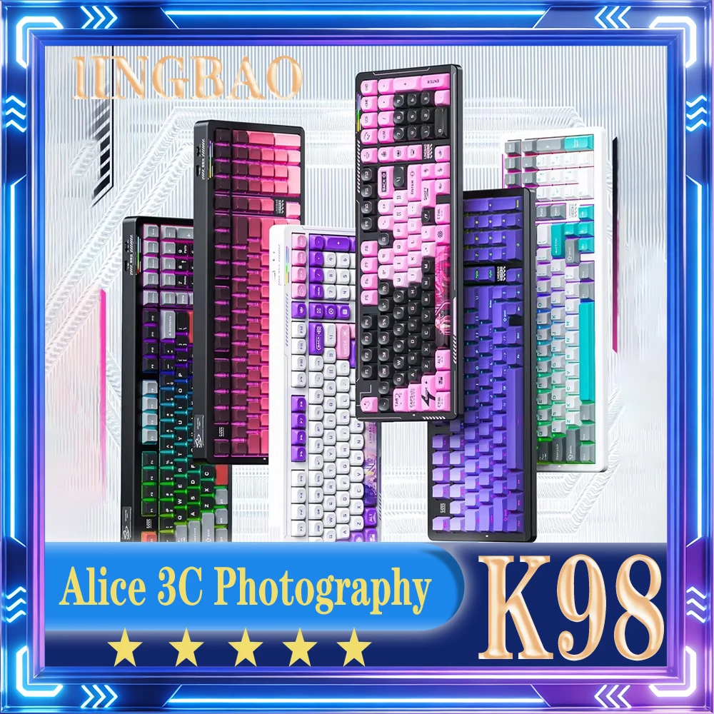 LINGBAO K98 Gaming Keyboard Wireless Tri Mode Low Latency Esports Gaming Keyboard Hot Swap Gasket Long Battery Life Accessories