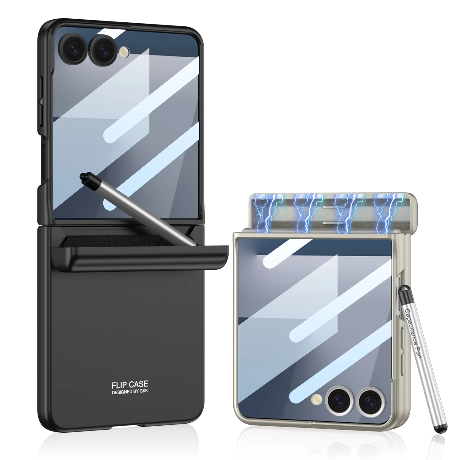 with Pen Matte Hinge Protection Case for Samsung Galaxy Z Flip 7 Magnetic Hard Shell Phone Cover, with screen Tempered Film