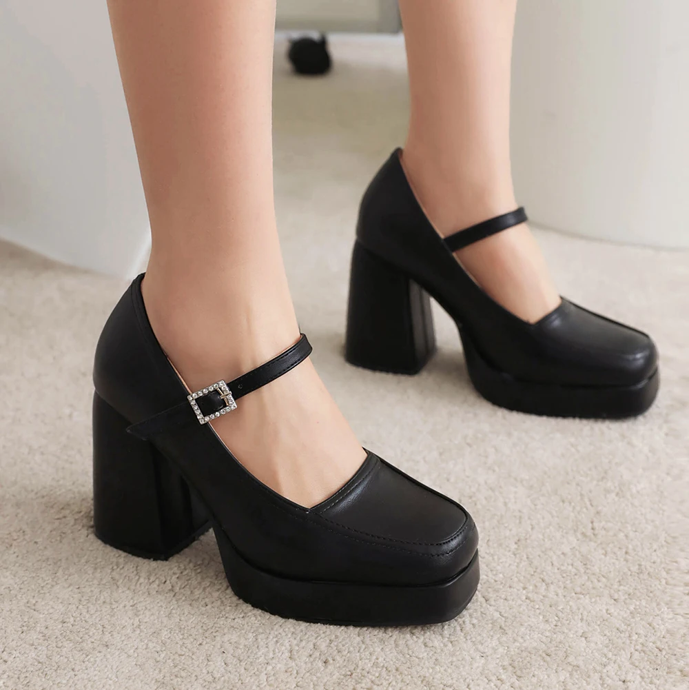 Czรณลenka buty wysokie obcasy nowe buty Lolita 2023 kobiety klamra skรณrzane buty kobiety moda dziewczyny platforma mieszkania buty Mary Jane
