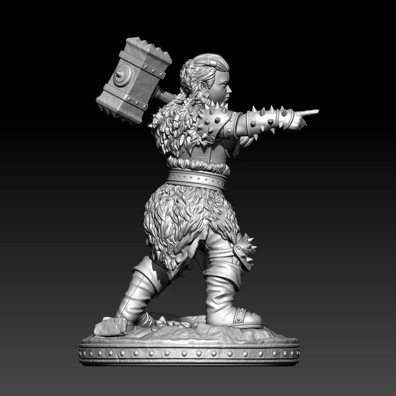 1/18 80mm 1/24 60mm Resin Model Dwarf  Female Brave Warrior Sculpture Unpainted Figure No Color RW1194