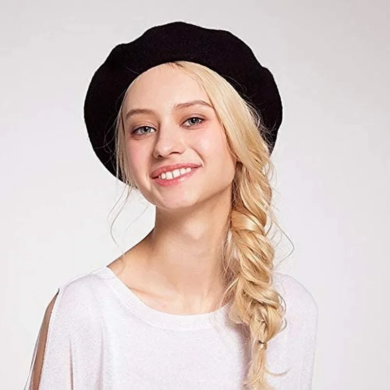 Unisex Vintage Plain Beret Hats French Berets Warm Wool Spring Winter Beanie Hat Women Girl Street Cap Winter Berets Women Men