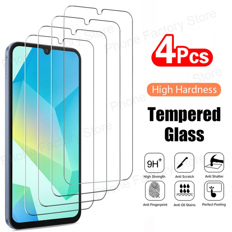 

4PCS Tempered Glass for Samsung Galaxy A16 A26 A36 A56 A06 Protective Transparent Screen Protector Film For Samsung A16 Glass