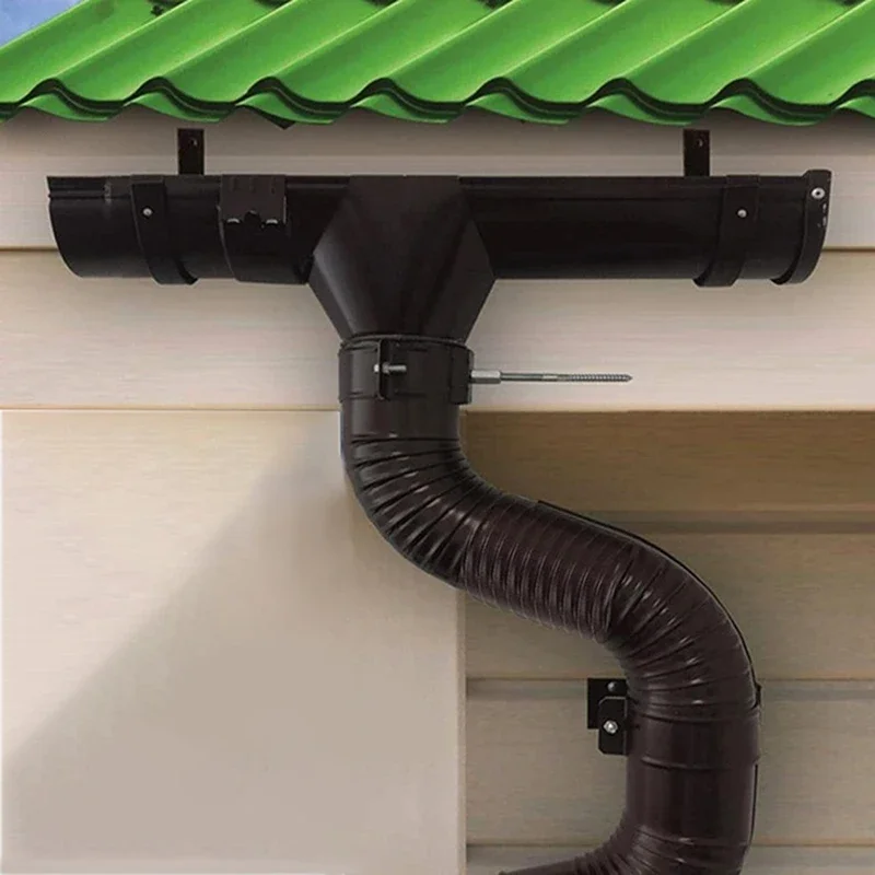 New 1Pack Rain Gutter Downspout Extension Flexible Extender Drain Rainwater Connector Pipe Extension Telescopic Downspout