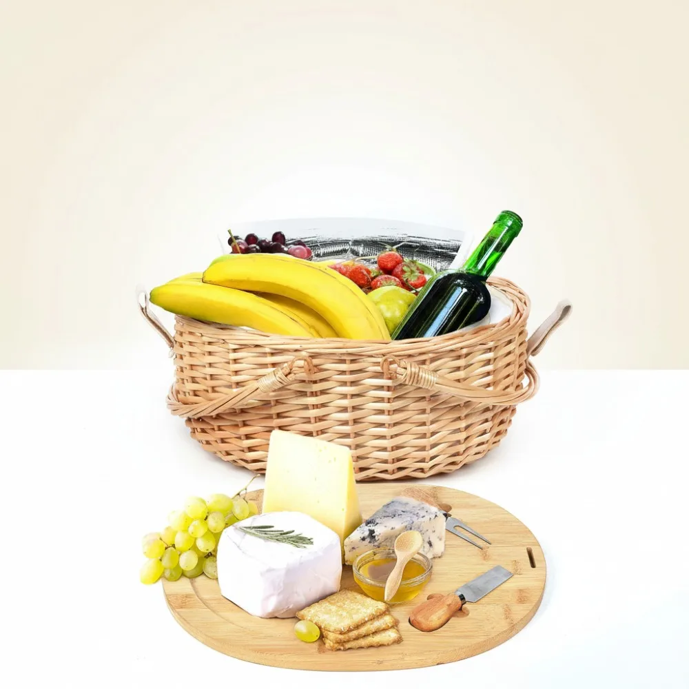 

Portable Picnic Basket Set with Cutting Board & Blanket - Perfect Gift for Couples, Family Outdoor Activities