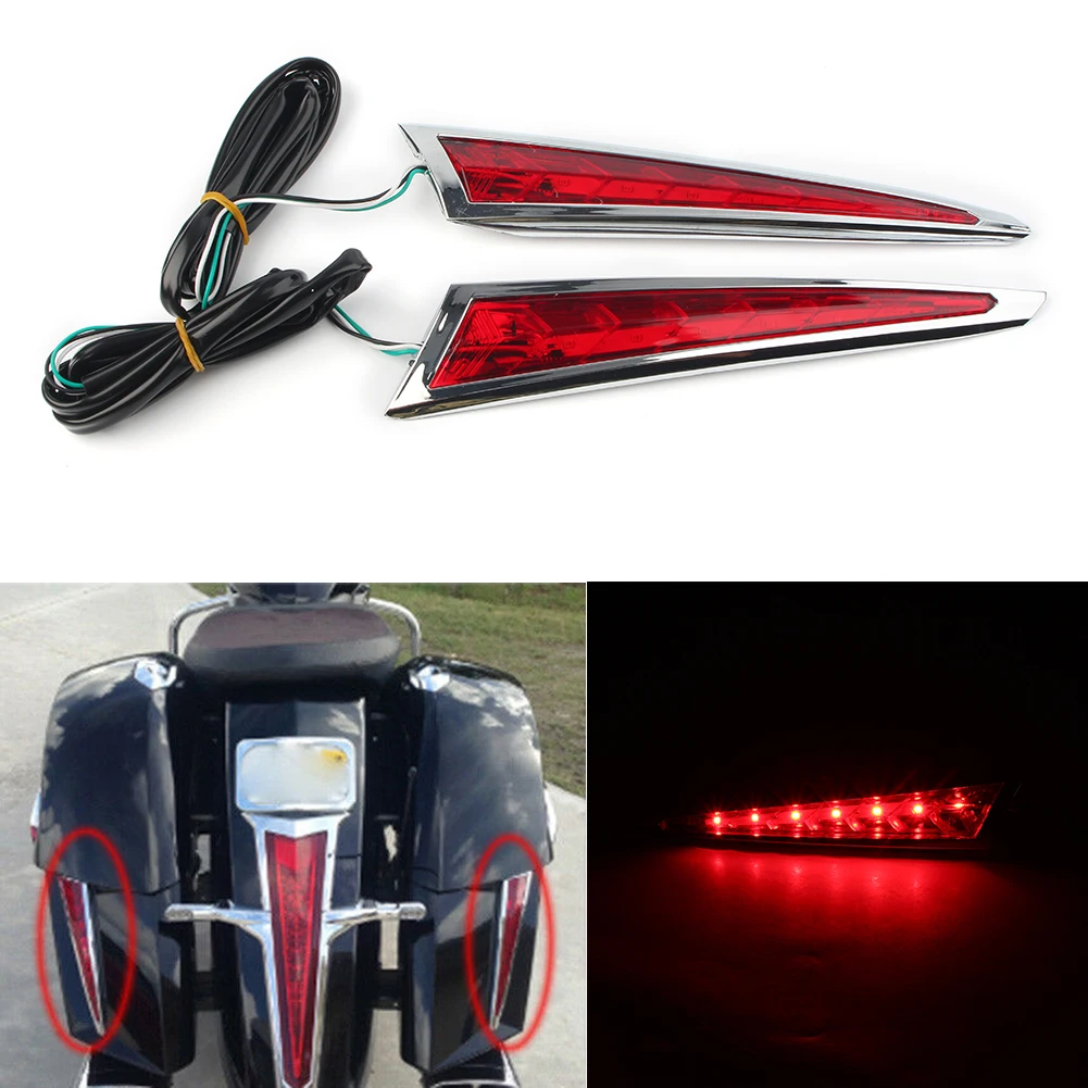 ABS Motorcycle Saber Tooth Rear Saddlebag Side LED Brake Lights For Victory Cross Country Tour 2010-2017 & Cross Roads Hard-Ball