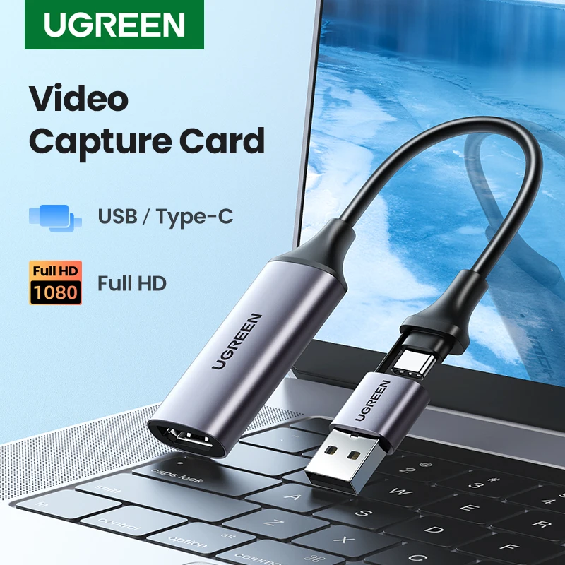 UGREEN Video Capture Card 4K HDMI to USB/USB-C HDMI Video Grabber Box for PC Computer Camera Live Stream Record Meeting