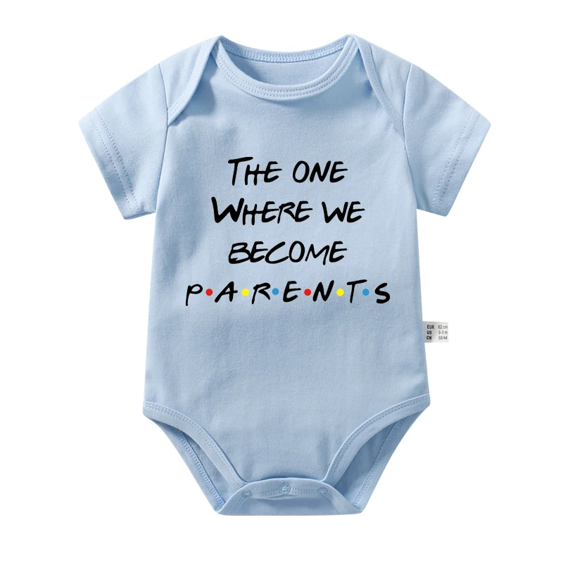 The One Where We Become Parents Baby Announcement Newborn Baby Bodysuits Cotton Short Sleeve Boys Girls Pregnancy Reveal Rompers