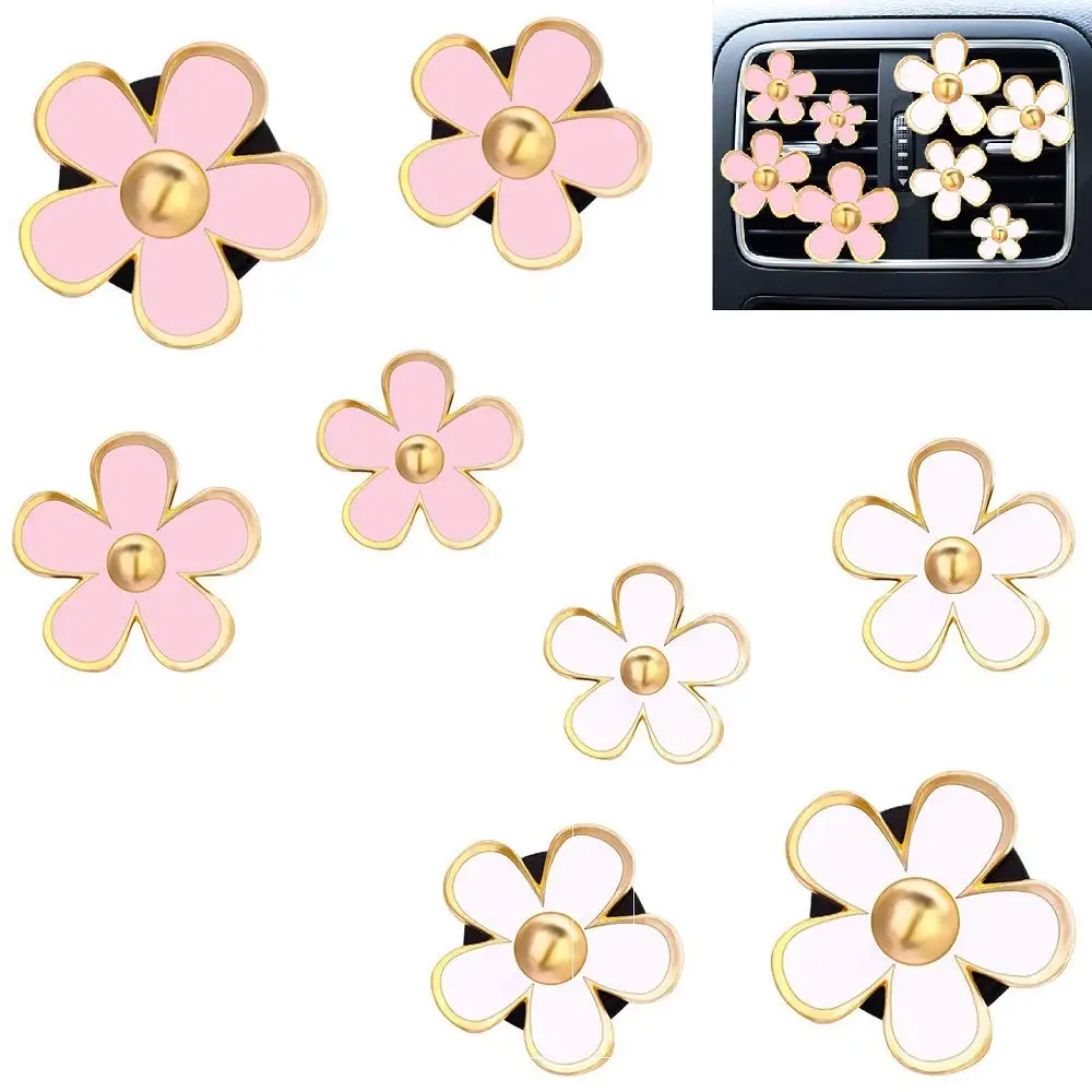 Car Air Fresheners,  Car Scents Vent Clip Air Freshener, Flower Air Freshener Car Clips, Pink & White&black