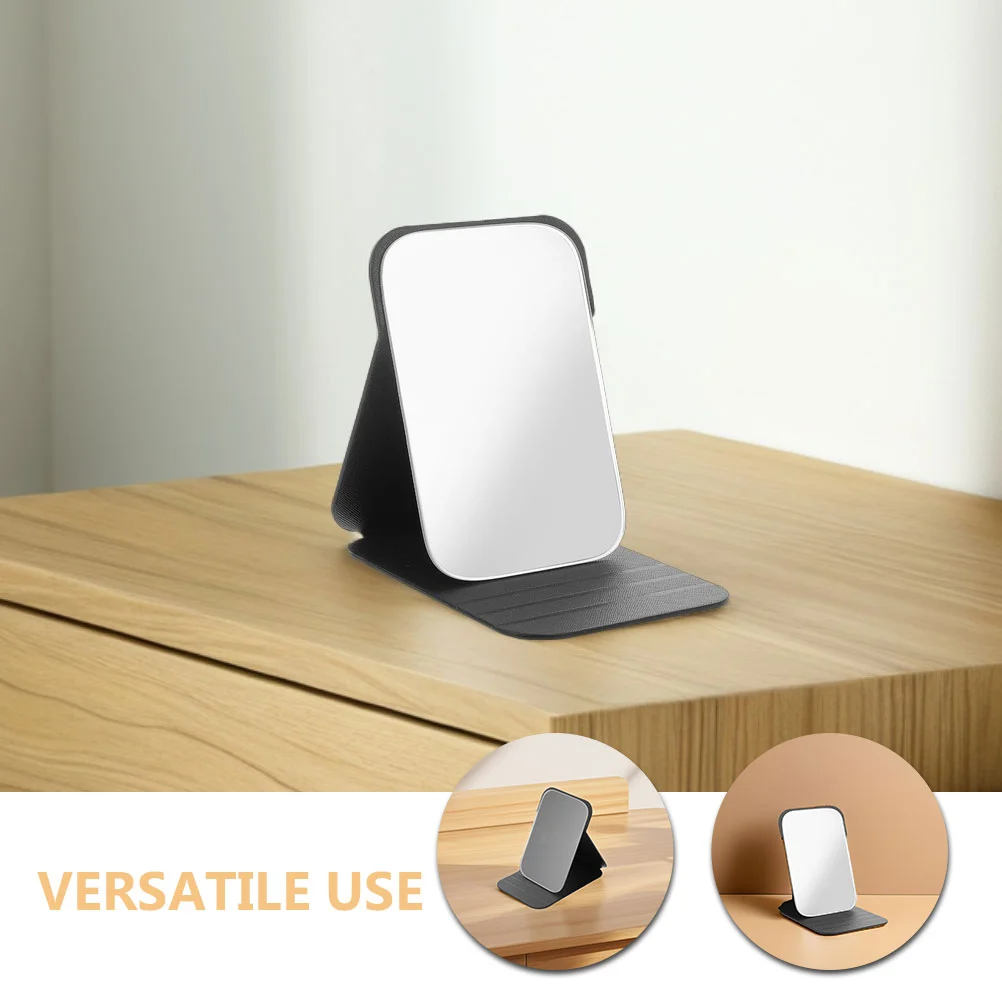 2 pçs dobrável espelho de vaidade dormitório preto plutônio retangular maquiagem estudante