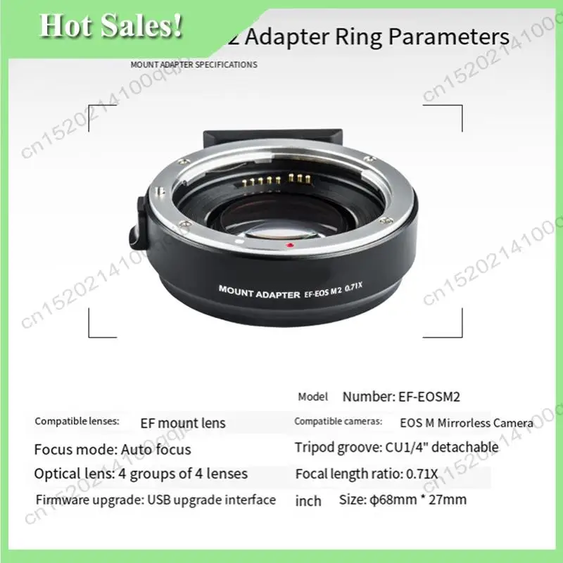 -FDDT For Canon EF Lens Adapter Ring To For Canon EOS-M Camera Series EF-EOSM2 0.71X Speed Booster With Autofocus