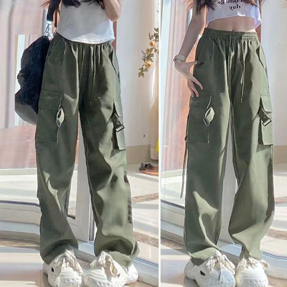 Y2K Cargo Pants Women Streetwear Oversized Wide Leg Sweatpants Harajuku Big Pockets Joggers Bf High Waist Baggy Sports Trousers