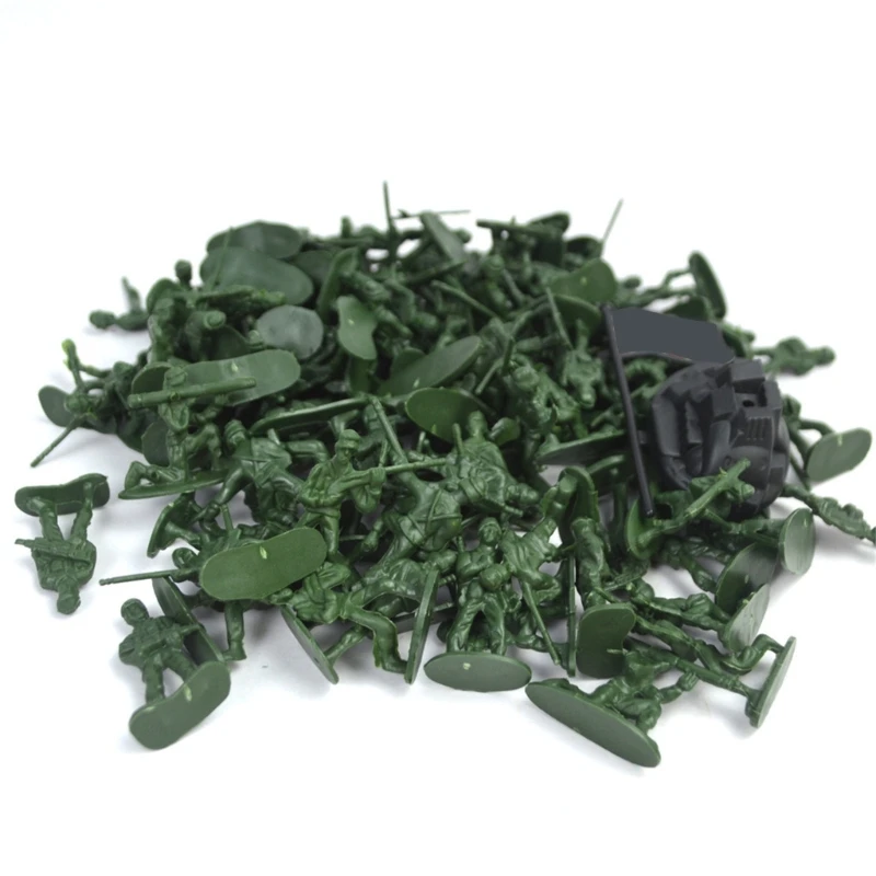 100pieces Mini Military Soldiers Figures Set Toy Toddler Army Men Kids Toy Figures Tanks Children Play Static Figures