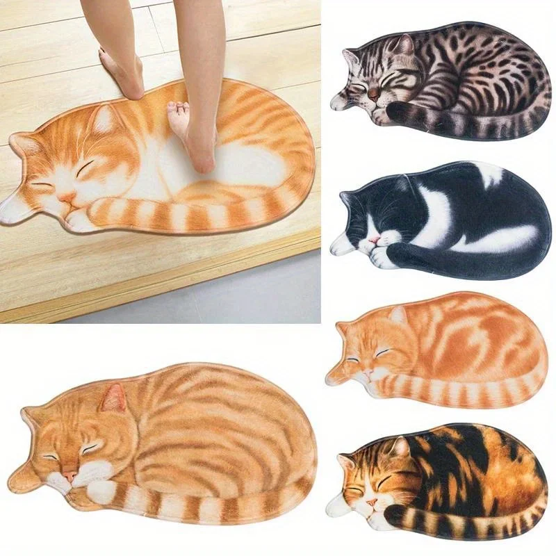 VIKAMA Cartoon Cat Rug Bedroom Bedside Carpet Kawaii Long Mats Bathroom Floor Mat Carpet For Live Room Home Decor Bedside Rug