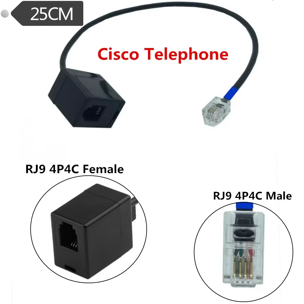 2 قطعة IP سماعة الهاتف كابل محول القياسية RJ9(RJ10/RJ22) 4P4C أنثى إلى ذكر تمديد الحبل ل سيسكو مكتب الهاتف
