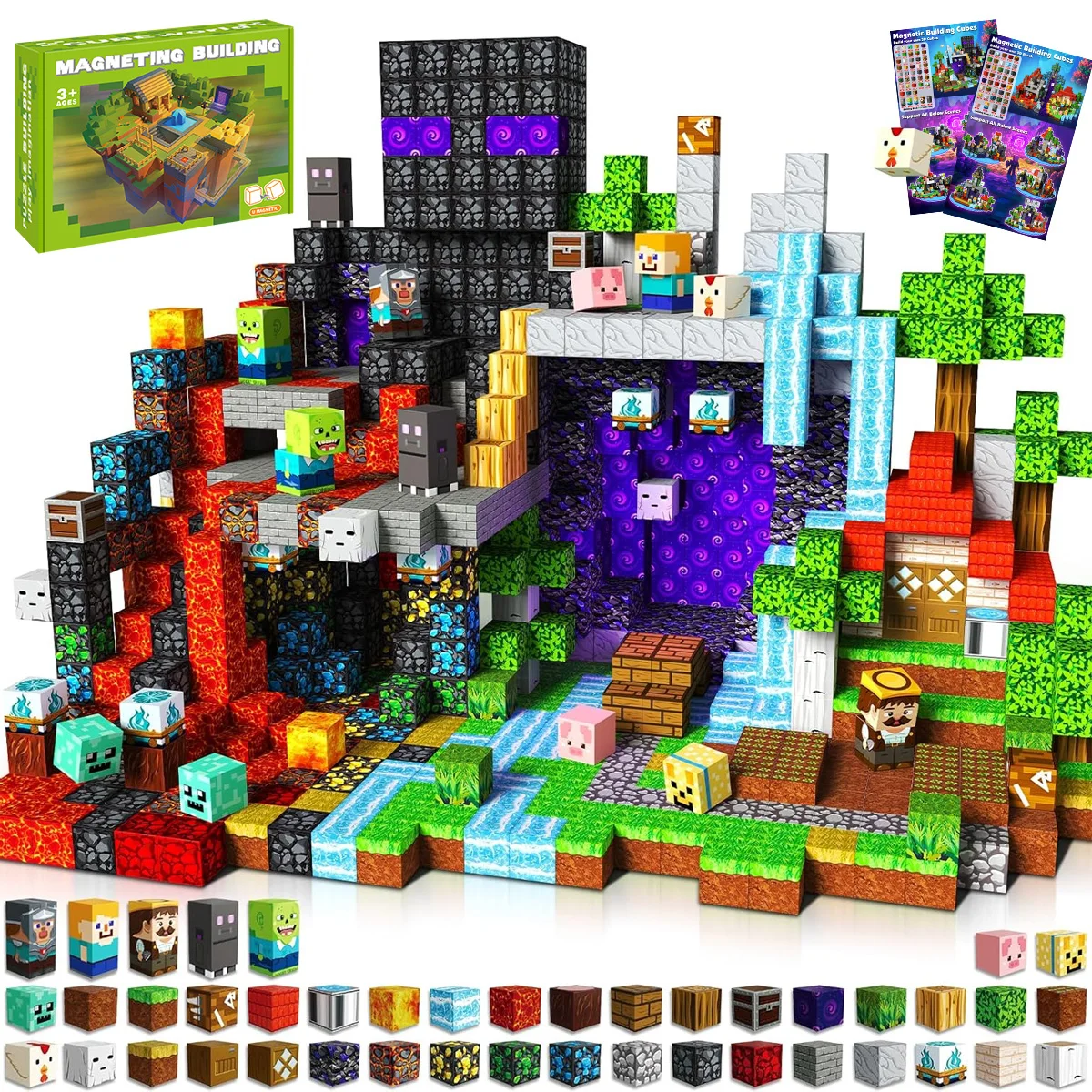 Magnetic Building Block Bricks Mine Stacking World Creativity Model Set DIY Educational STEM Toys For Kid Boy Girl Birthday Gift