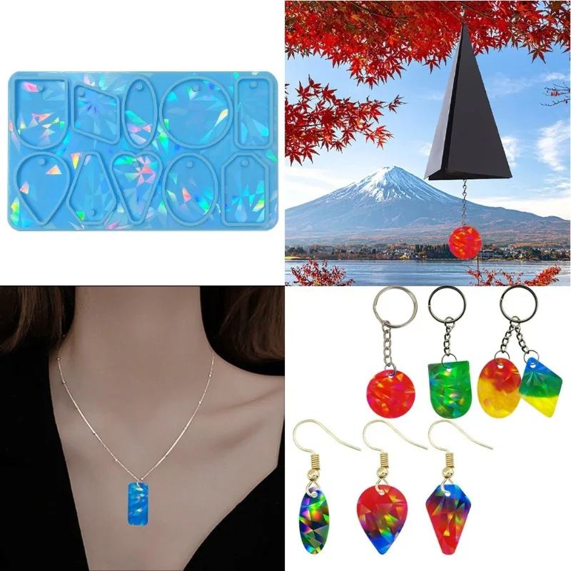 Holographic Laser Wind Chime Pendant Silicone Molds DIY Handmade Earrings Keychain Decoration Cake Baking Resin Mold Handicrafts