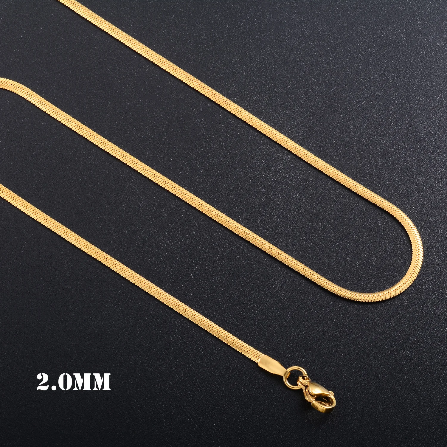 2 mm breite Edelstahl-Flachschlangenkette, wasserdichter Schmuck, verschiedene Längen, hohe Qualität – Detail 5
