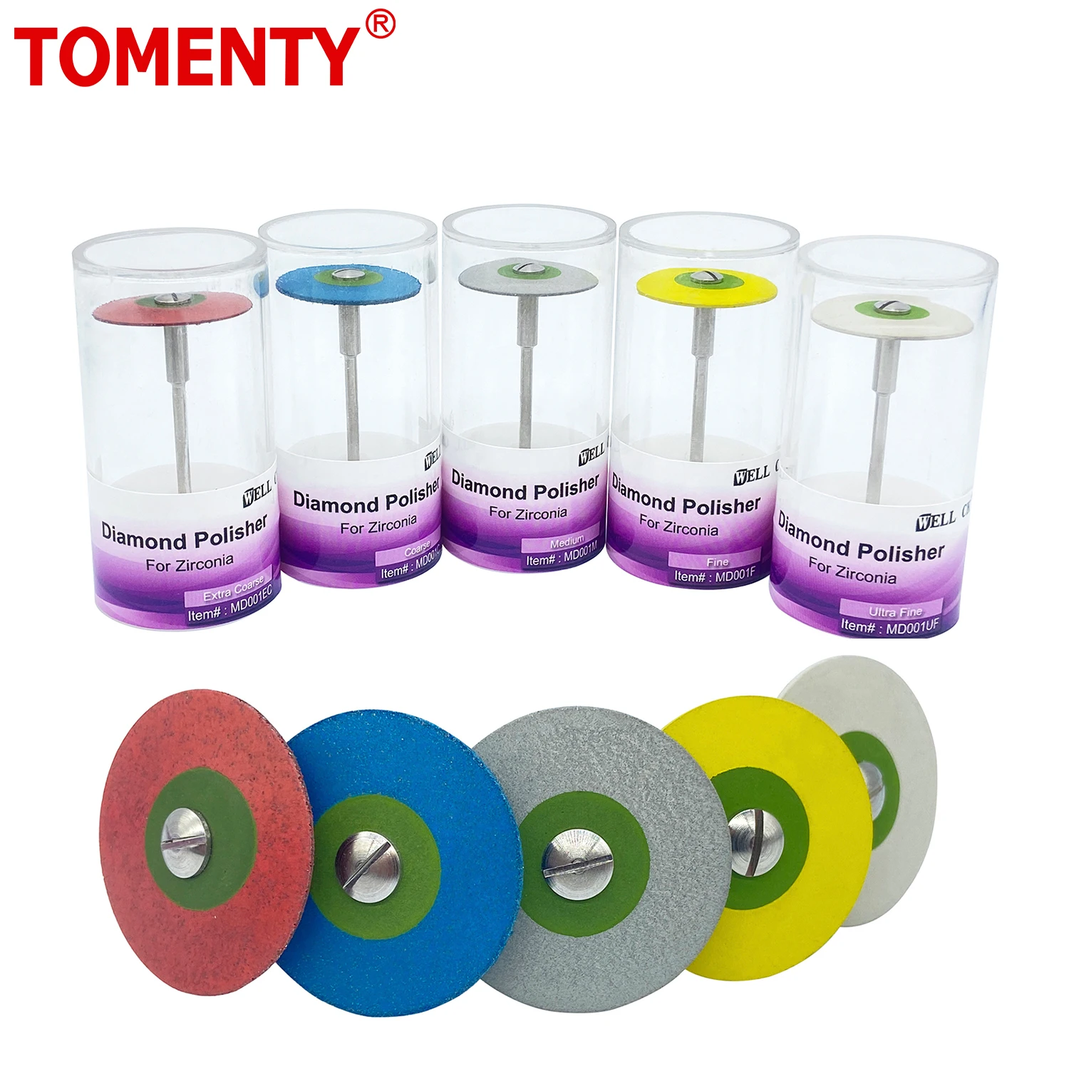 

TOMENTY 1Pcs Dental Rubber Polisher Wheel Disc For Porcelain Zirconia Restorations Polish HP2.35mm Laboratory Tools Dentistry