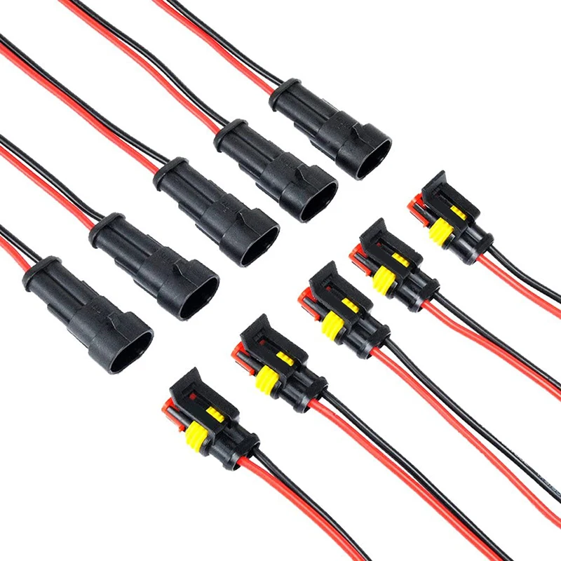 5 Set 2 PIN WAY 20 - 16 AWG Waterproof Connector Harness IP 67 AMP Superseal Pa66 Nylon Shell 1.5 Mm