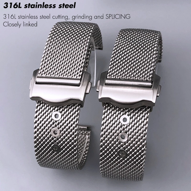 High Quality 316L Stainless Steel Braid Watchband 19mm 20mm Fit for Omega 007 Seamaster AT150 Speedmaster 300 Seiko Watch Strap