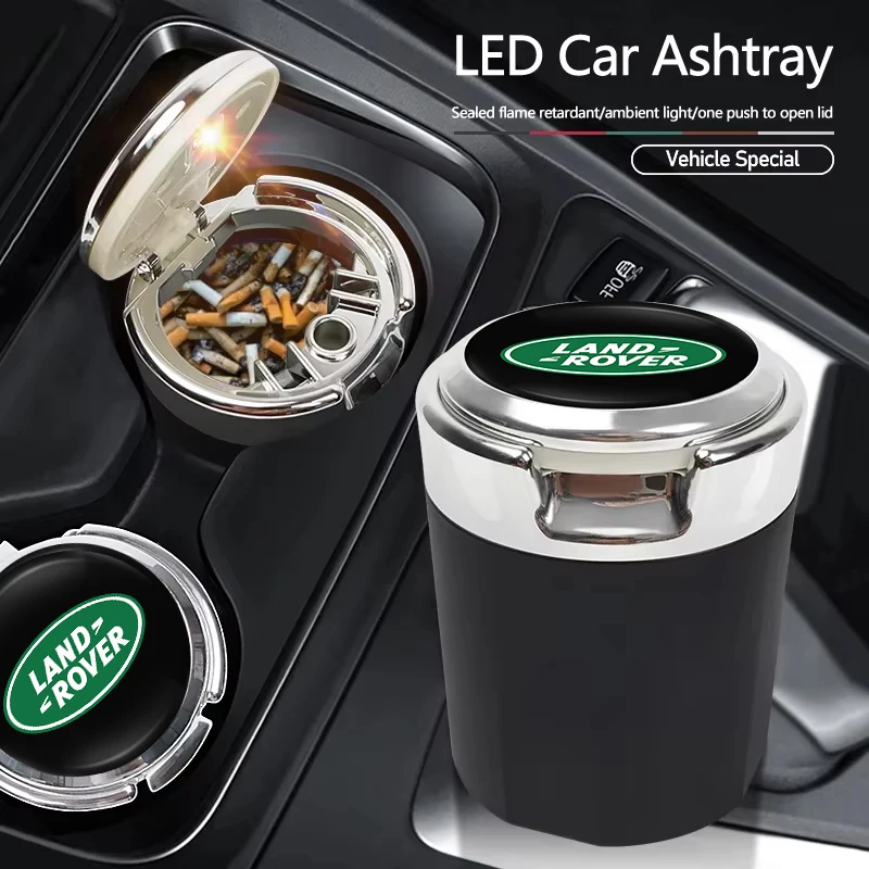 Car Interior Ashtray LED Light Portable Smoke Ashes Holder For Land Rover Defender Freelander 1 Discovery 3 Evoque Range SV SVR