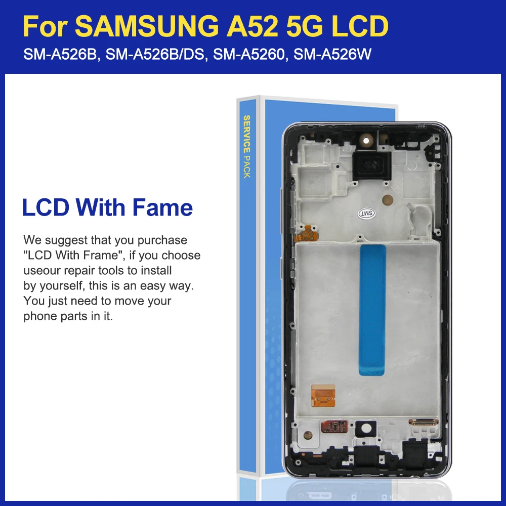 100% Tested For Samsung Galaxy A52 5G A5260 A526B A526F/DS LCD Display Touch Screen Digitizer Replacement for Samsung A526 lcd