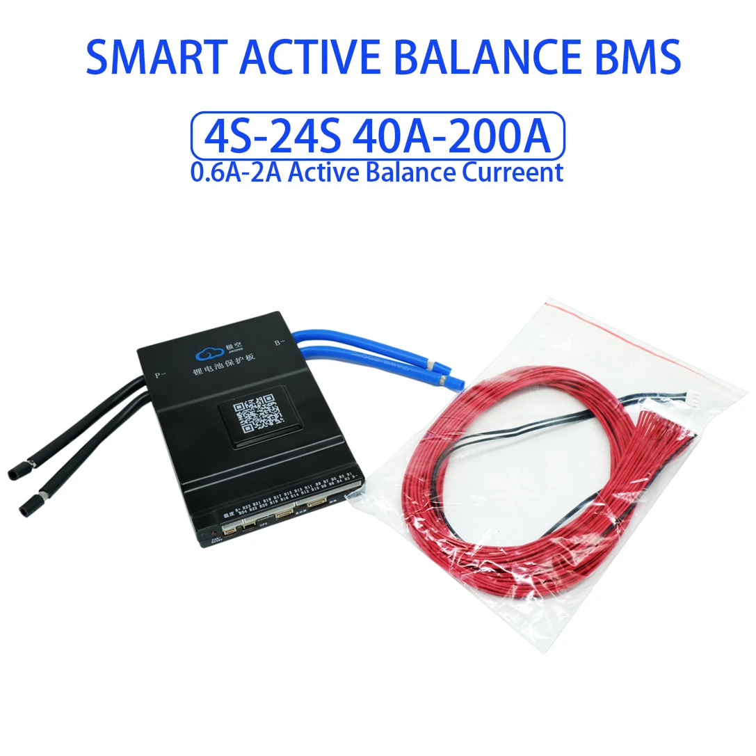 JK SMART BMS JK-B1A8S10P 1A Active Balance for Lifepo4 Battery 4S 5S 6S 8S 100A BT 48V 60V  Li-Ion 18650 Camping Battery Ebike