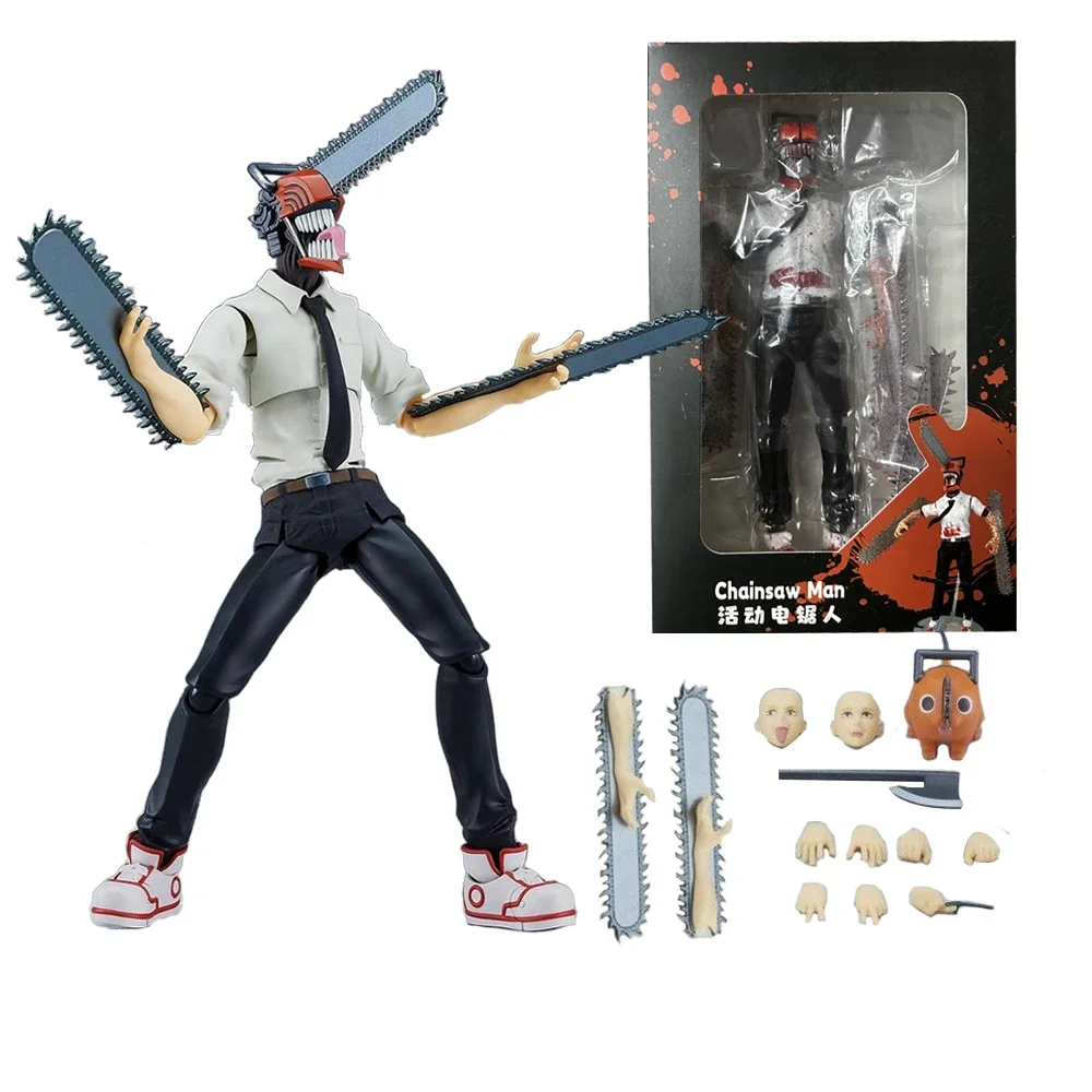 25ซมเลื่อยโซ่รูปผู้ชายอะนิเมะ denji พลังแอคชั่น pochita เครื่องประดับต่อสู้โมเดลตุ๊กตาของเล่นพีวีซีบรรจุกล่อง