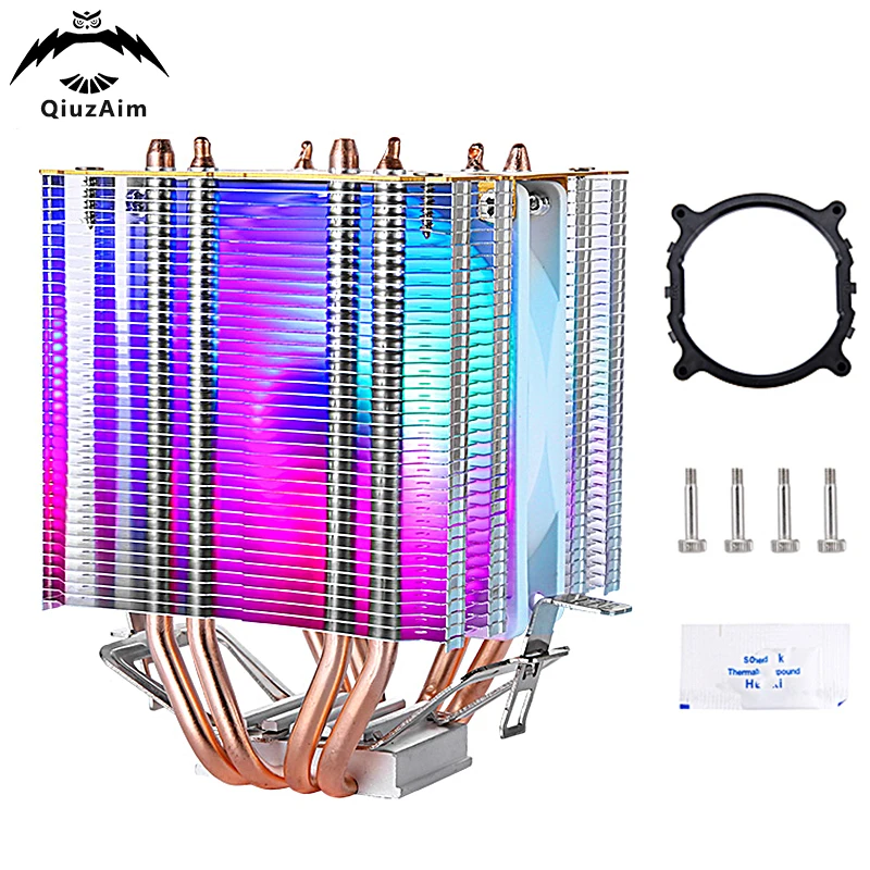 

QiuzAim x99 Processor x79 Cooler Twin Towers 4 Heat Pipe CPU Cooling PWM 90mm Fan PC Installing LGA2011 E5 2066 2099 AMD am4 am5