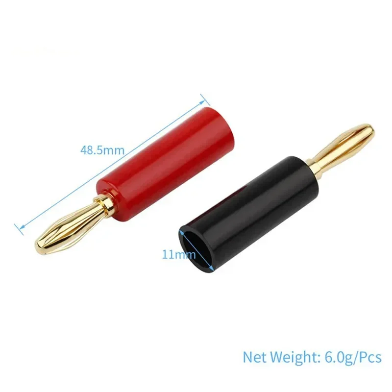 4mm Banana Plug Connector Male Audio Jack Speaker Terminal Gold Plated Conector DIY Musical Cable Black Red Consumer Electronics