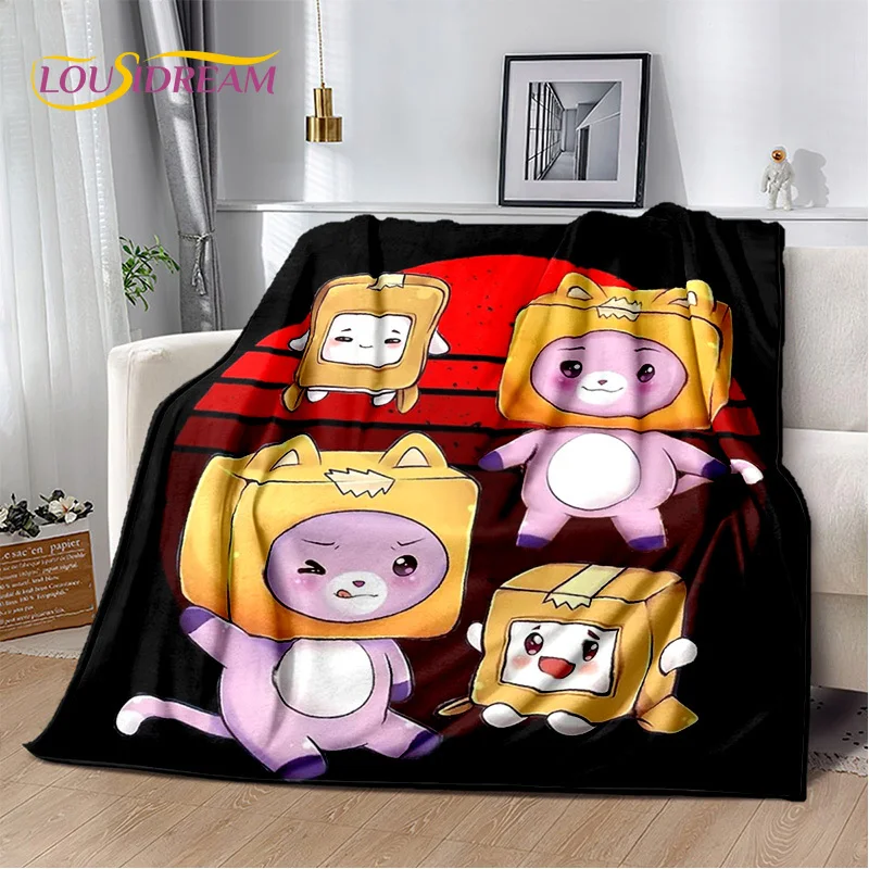 Cute Lankybox Happy Foxy Boxy and Rocky Soft Plush Blanket,Flannel Blanket Throw Blanket for Living Room Bedroom Sofa Cover Kids