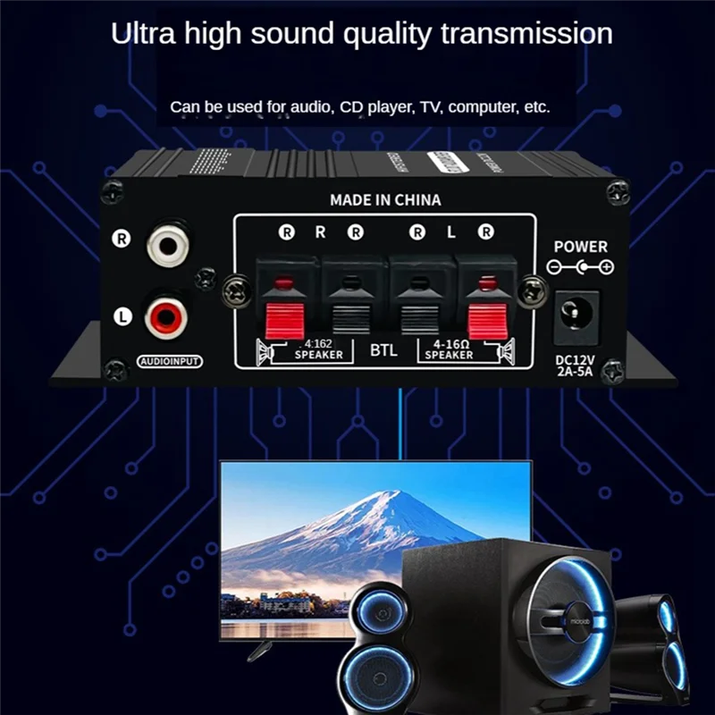 AK-270 AK270 12V Mini HIFI Amplificatore di potenza Audio Home Car Theater Amplificatore Amplificatore a 2 canali Ingresso USB/SD AUX