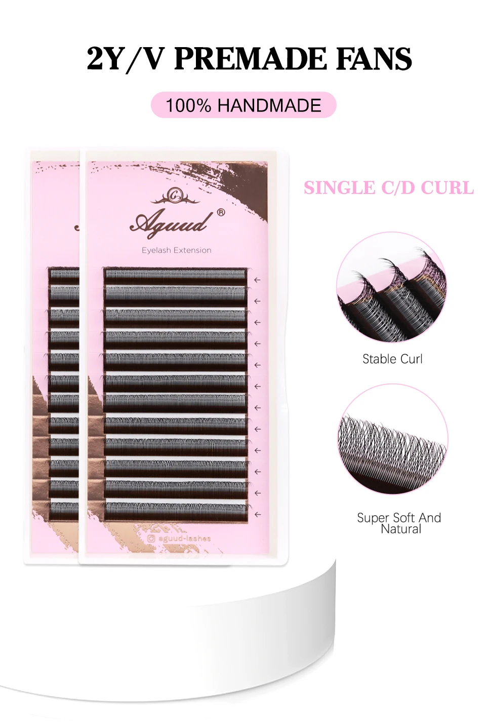 AGUUD YY 3D 4D W-förmige Wimpernverlängerung, weiche, natürliche, individuelle falsche Wimpern, fertige Bundles, 3D-Wimpernverlängerungszubehör – Detail 2
