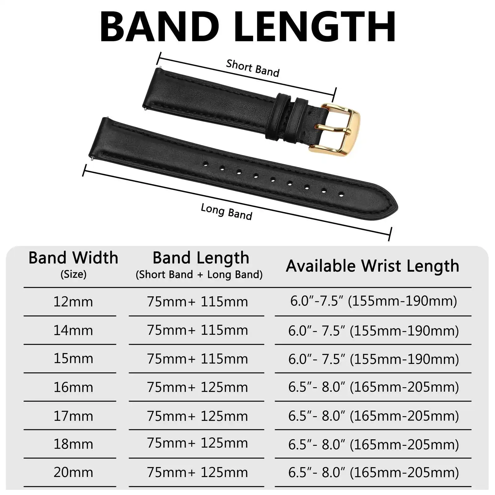 BISONTRAP Calfskin Leather Watch Strap,14mm 15mm 16mm17mm 18mm 20mm Quick Release Replaceable Band, for Women Watches