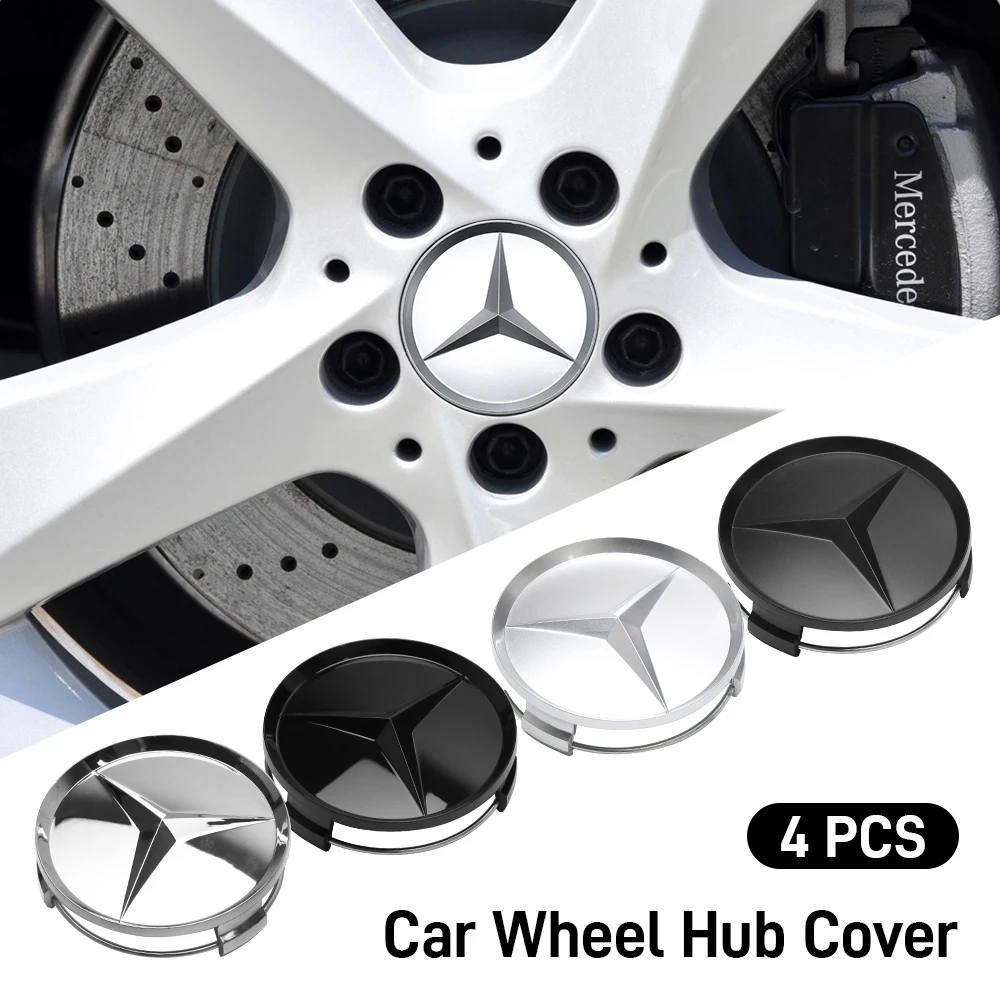 4Pcs Car Wheel Center Hub Caps Tire Rim Covers Replacement Decora For Mercedes Benz AMG C200 C260 C300 W108 W124 W126 W140 W169