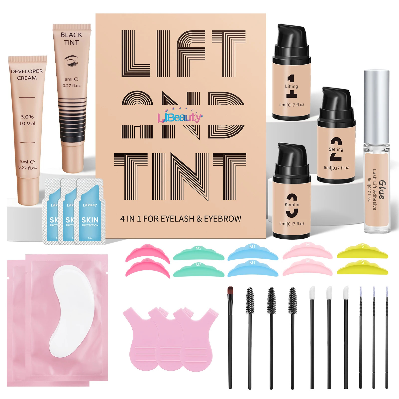 Libeauty Lash Lift en Brow Tint Kit Lifting Wimpers Brow Lamineren Lash Lifting Set Oog 6-weken make-up tool Kan uw logo doen