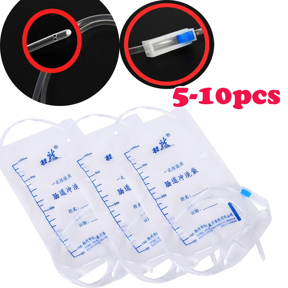 

5-10 шт., медицинский очиститель для мытья кишечника, клизма, сумка, многофункциональная промывочная машина, очиститель для анальной влагалища, 1000 мл